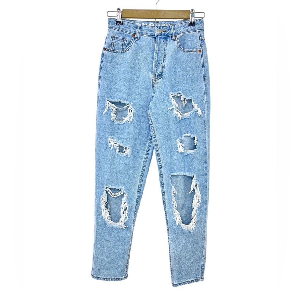 S.O.N.G. Classic Mom Jeans Womens 0/24 High Waist Button Fly 100 Cotton Distress